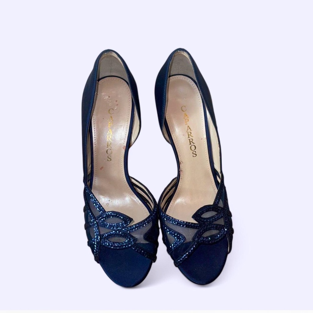 Caparros Navy blue satin and mesh high heels